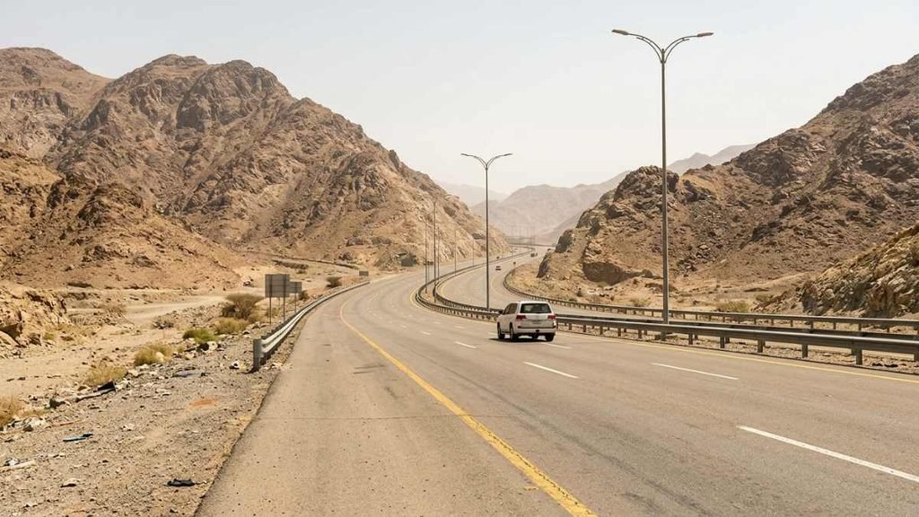 Road travel toward the Masjid Jurana area near Makkah